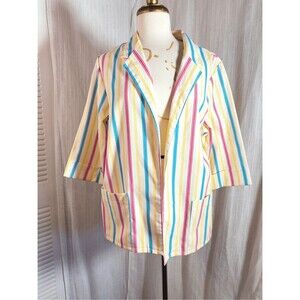 The Season Ticket Blazer Petite M Vintage 80's Maximalist Striped Jacket